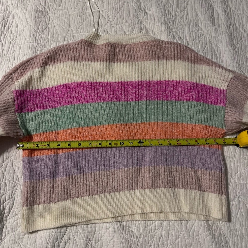 Dreamers by Debut Womens XL Multi Color Striped Ribbed Knit Crewneck Sweater - Picture 3 of 4